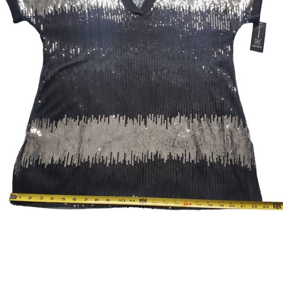 I.N.C International Concepts Women's Sequin V-Neck Pullover Sheer Top Size XL - Picture 7 of 12